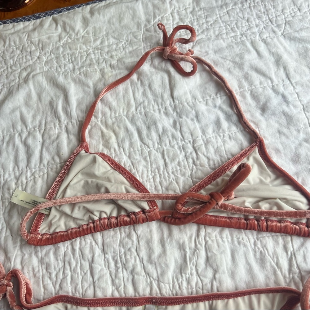Solid & Striped Iris Pink Velvet String Bikini Set - image 7